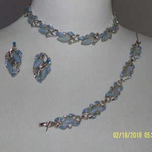 Light Blue Necklace, Bracelet and Earrings